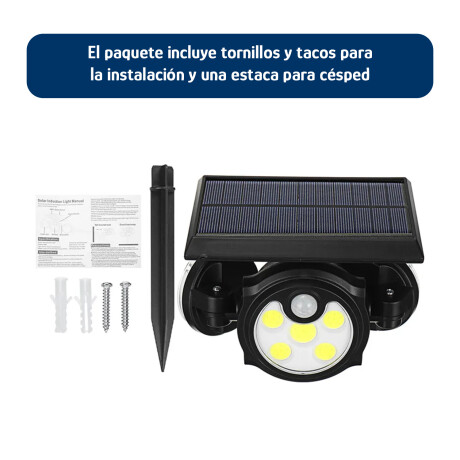 Foco Solar de Exterior 3 Paneles Led Ajustables c/Sensor Mov Negro