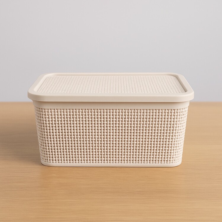 CAJA ORGANIZADORA SIMIL RATTAN 2.5 LITROS BEIGE CAJA ORGANIZADORA SIMIL RATTAN 2.5 LITROS BEIGE