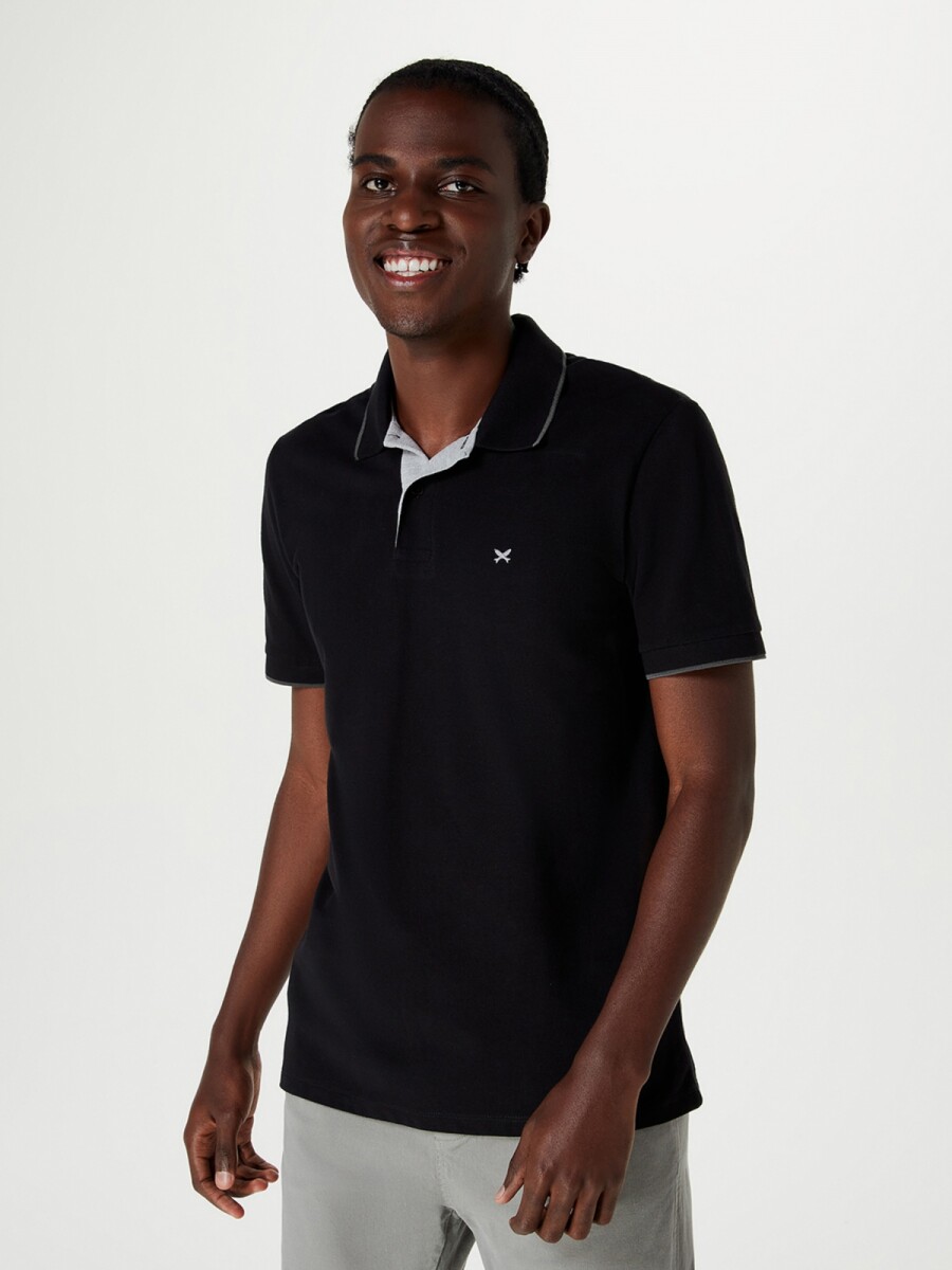 CAMISA DE CUELLO CON BORDADO - NEGRO 