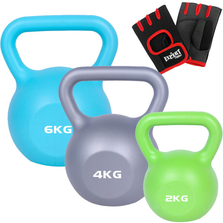 Set Pesas Rusas Pvc x4 Expert Fitness C/ Guantes Multicolor
