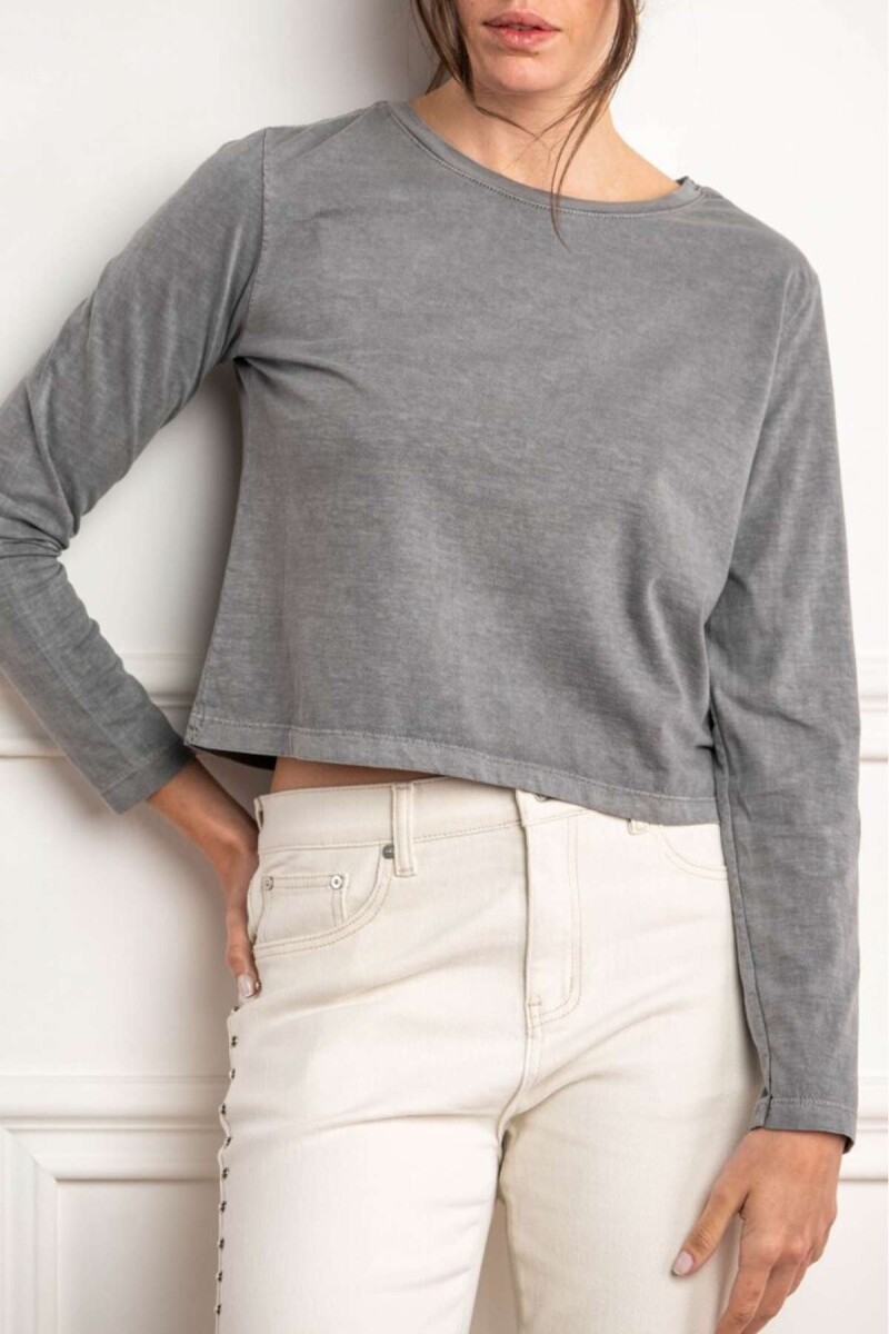 Remera Manga Larga Lavada - Grafito 