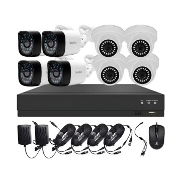 Kit DVR 8 Canales 8 Cámaras Full Hd 1080 P Exterior Interior Variante Color Negro