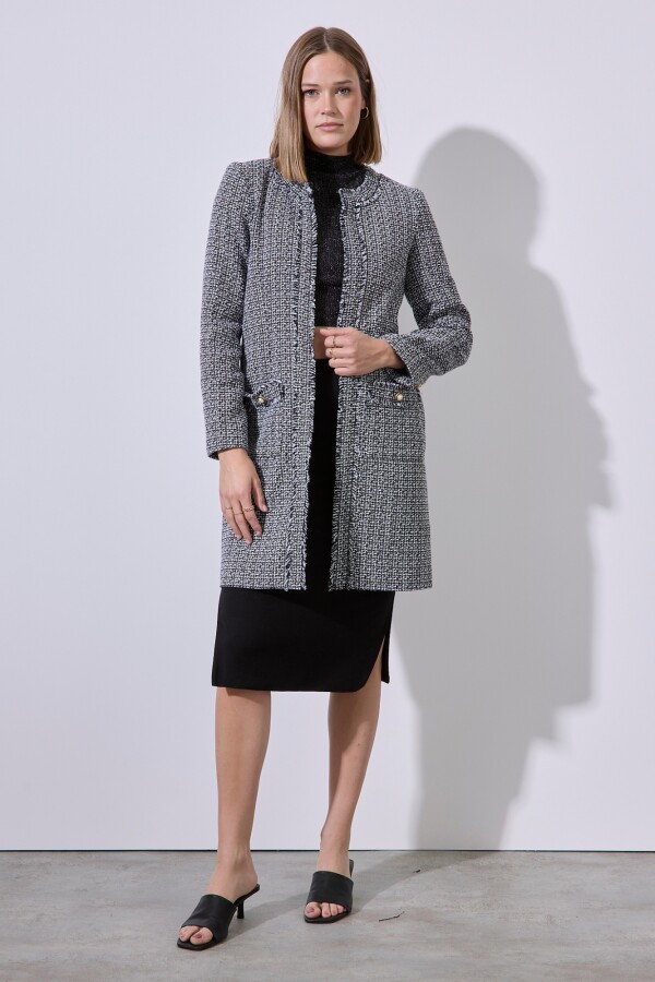 Chaqueta Tweed Larga NEGRO/BLANCO