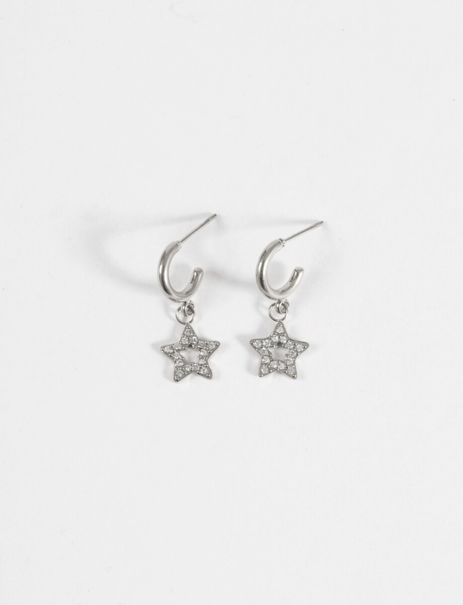 Aros dije estrella strass acero - plateado 