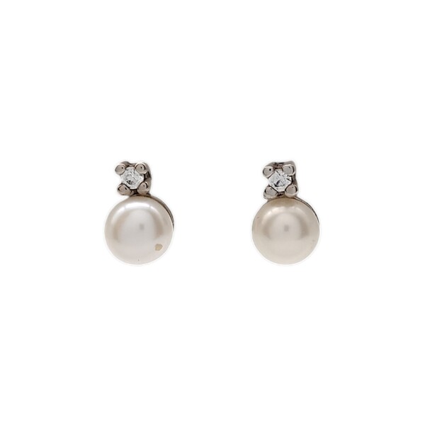 Caravanas Perlas-Plata 925-Con Perla y Zirconia- CA3246 Conperla