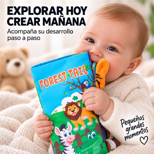 Libro Sensorial de Tela para Bebé con Colas y Texturas Azul 1