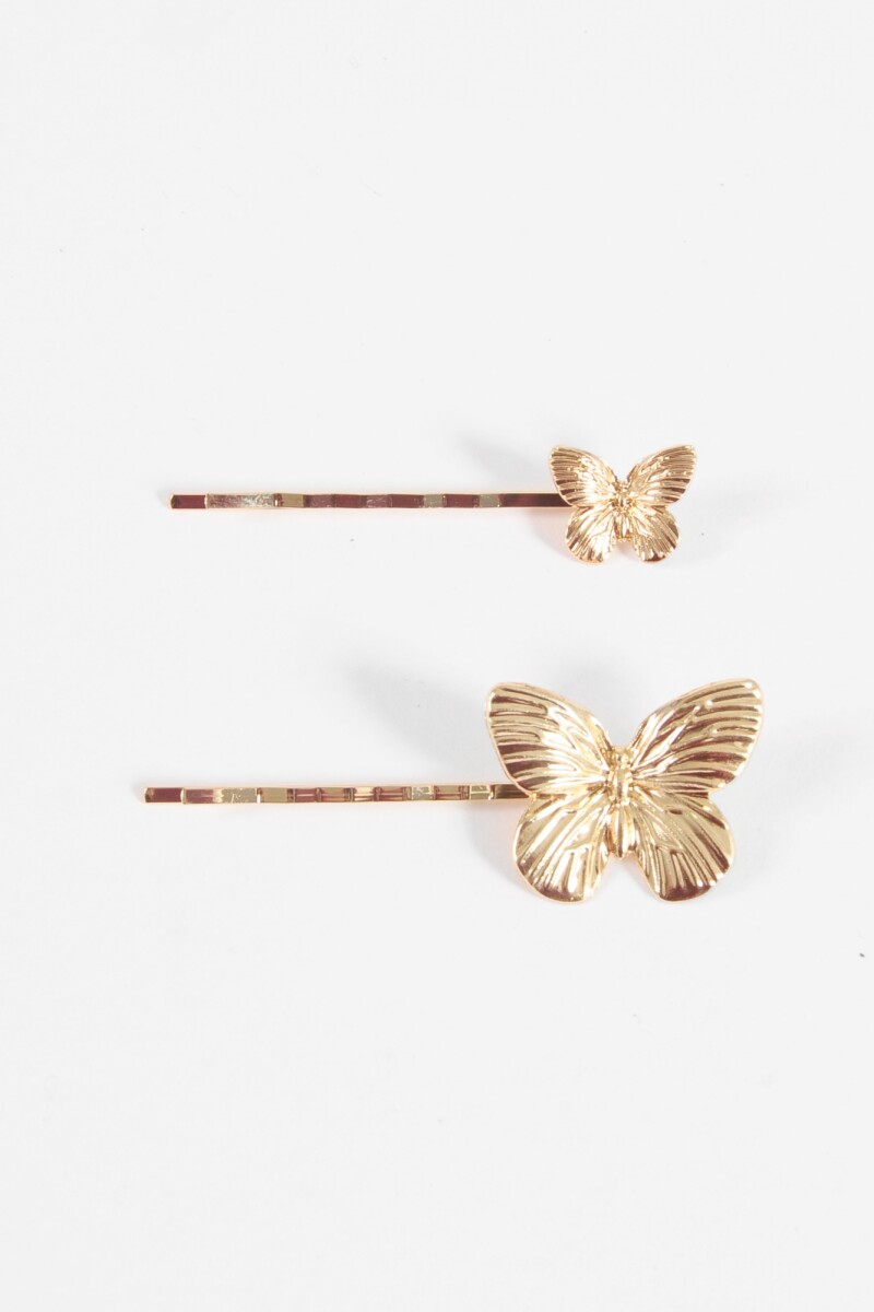 Set horquillas mariposa dorado