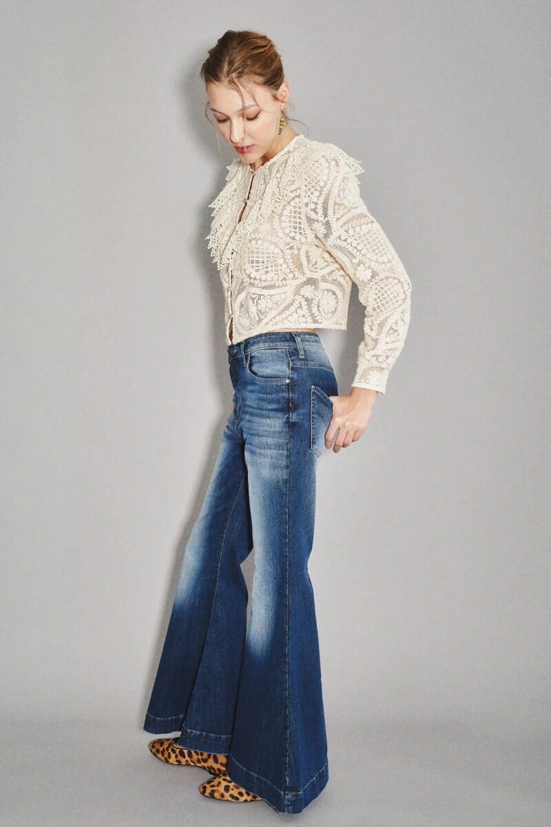 Jean Seventies Flower Azul
