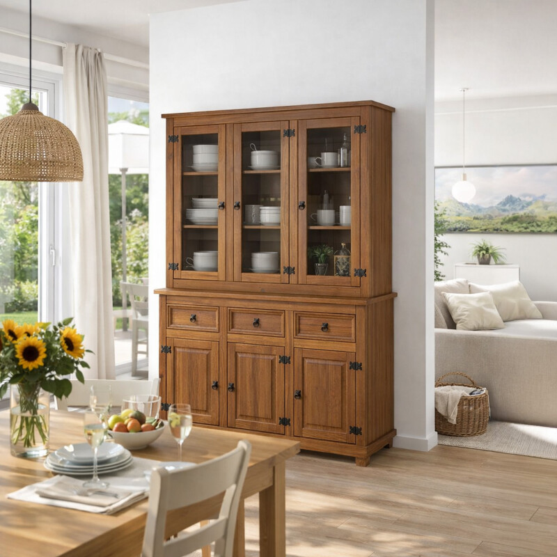 Alacena Cristalero Madera Maciza 3 Cajones 6 Puertas Alacena Cristalero Madera Maciza 3 Cajones 6 Puertas