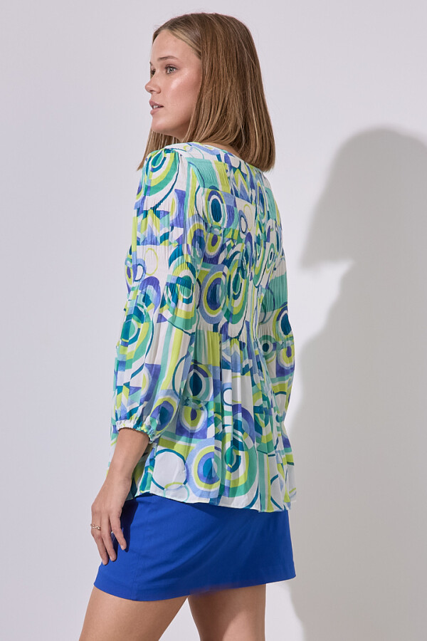 Blusa Gasa Plisada MULTI/VERDE