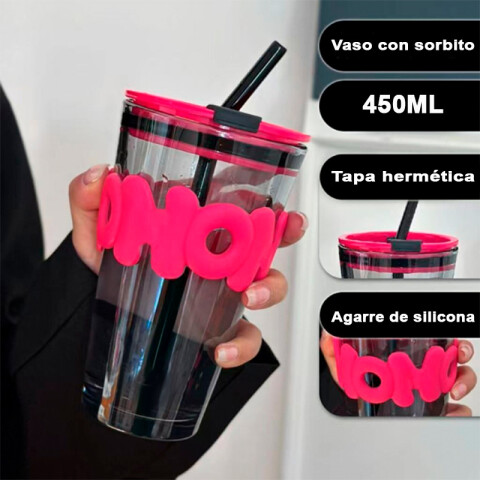 Vaso de vidrio HOHO con sorbito 450ml Vaso De Vidrio Hoho Con Sorbito 450ml