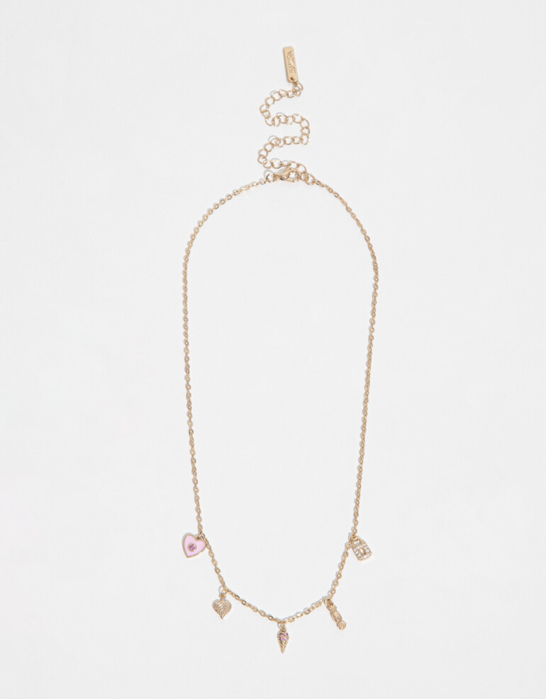 Collares Cortos Strass Collar Con Multi Charms De Cubic Zirconia - Dorado