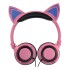 Auriculares Infantil Orejas Gato Luces Led Premium Niñas Color Variante Rosa negro