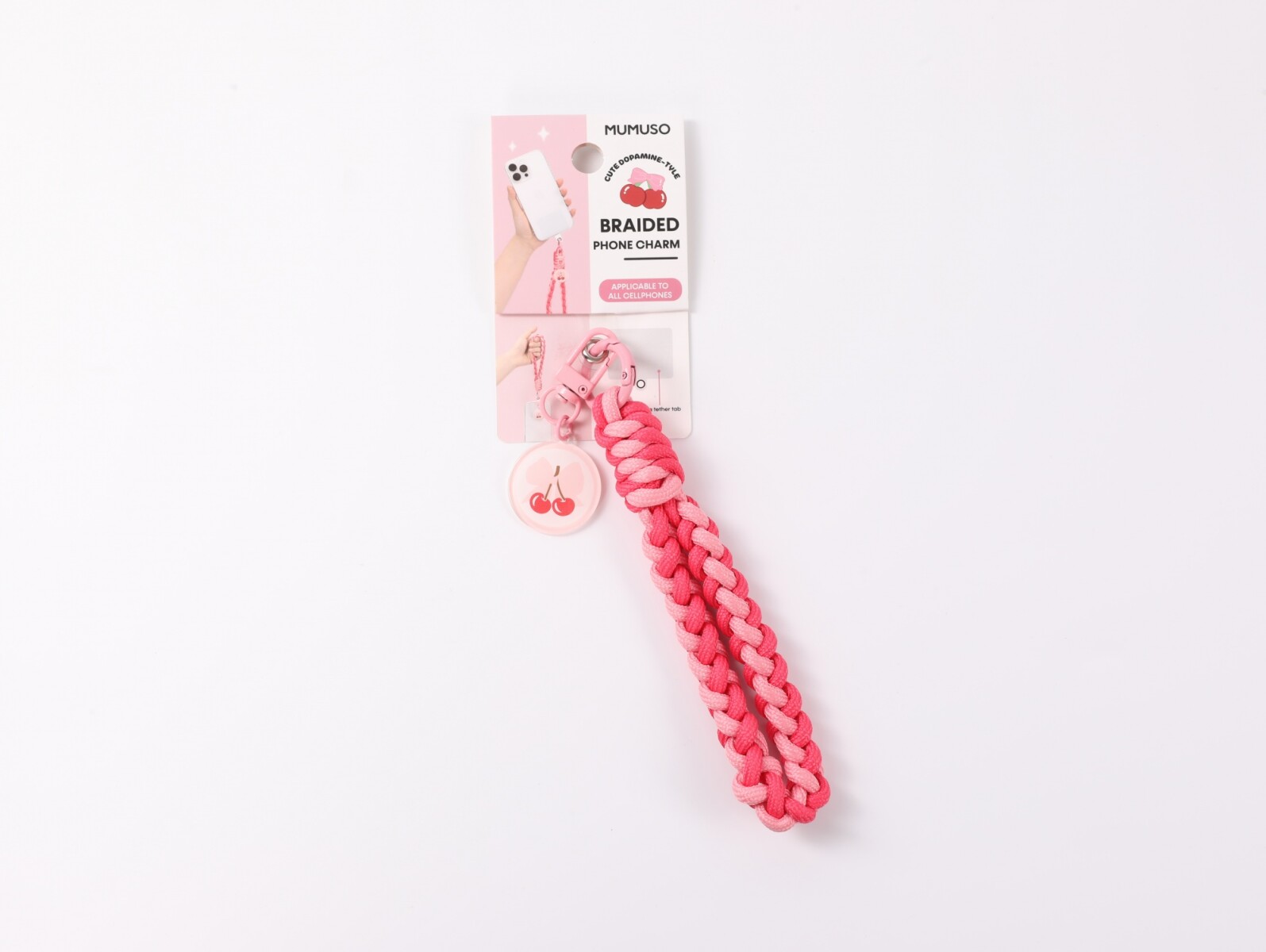 COLGANTE TRENZADO PARA TELÉFONO (CEREZA) 