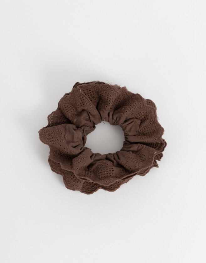 Skunzies XL Maxi Scrunchie Broderie - Marron Medio