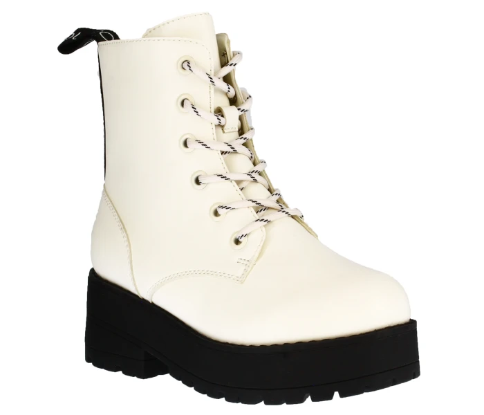 Bota borcego MACAR con cinta estampada White