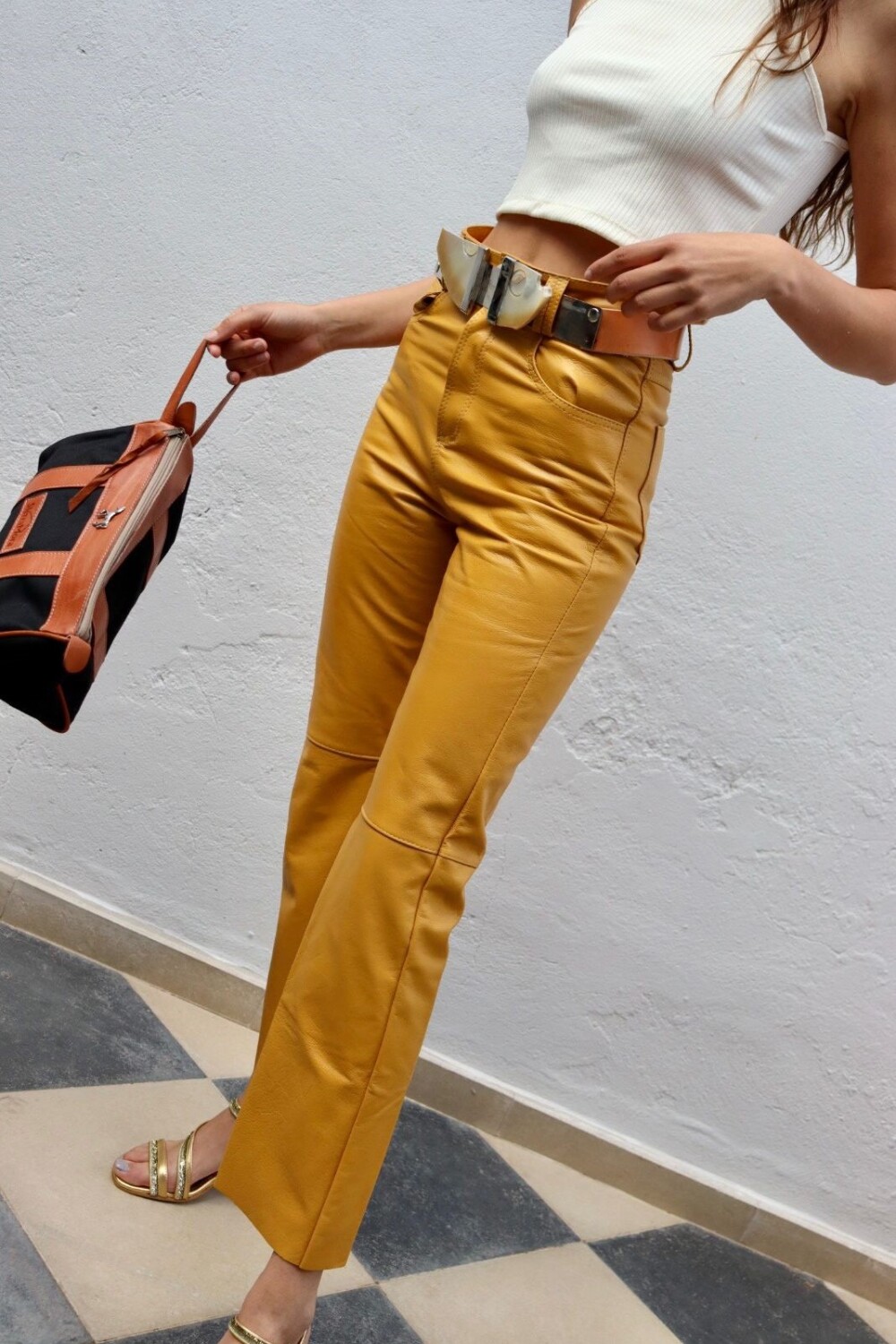Leather Jeans Crawford Mostaza