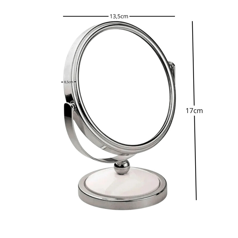 Espejo maquillaje de pie aumento doble cara PLATA