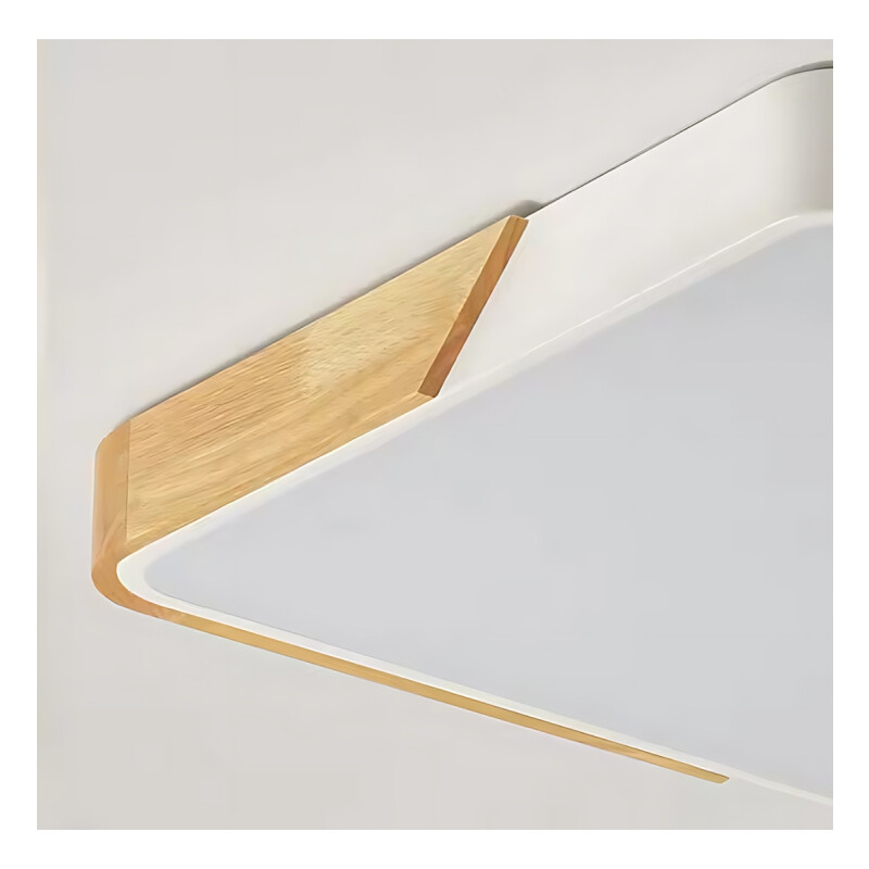 Luminaria Plafon Led Cuadrado 30cm Metal Y Madera Colores Blanco