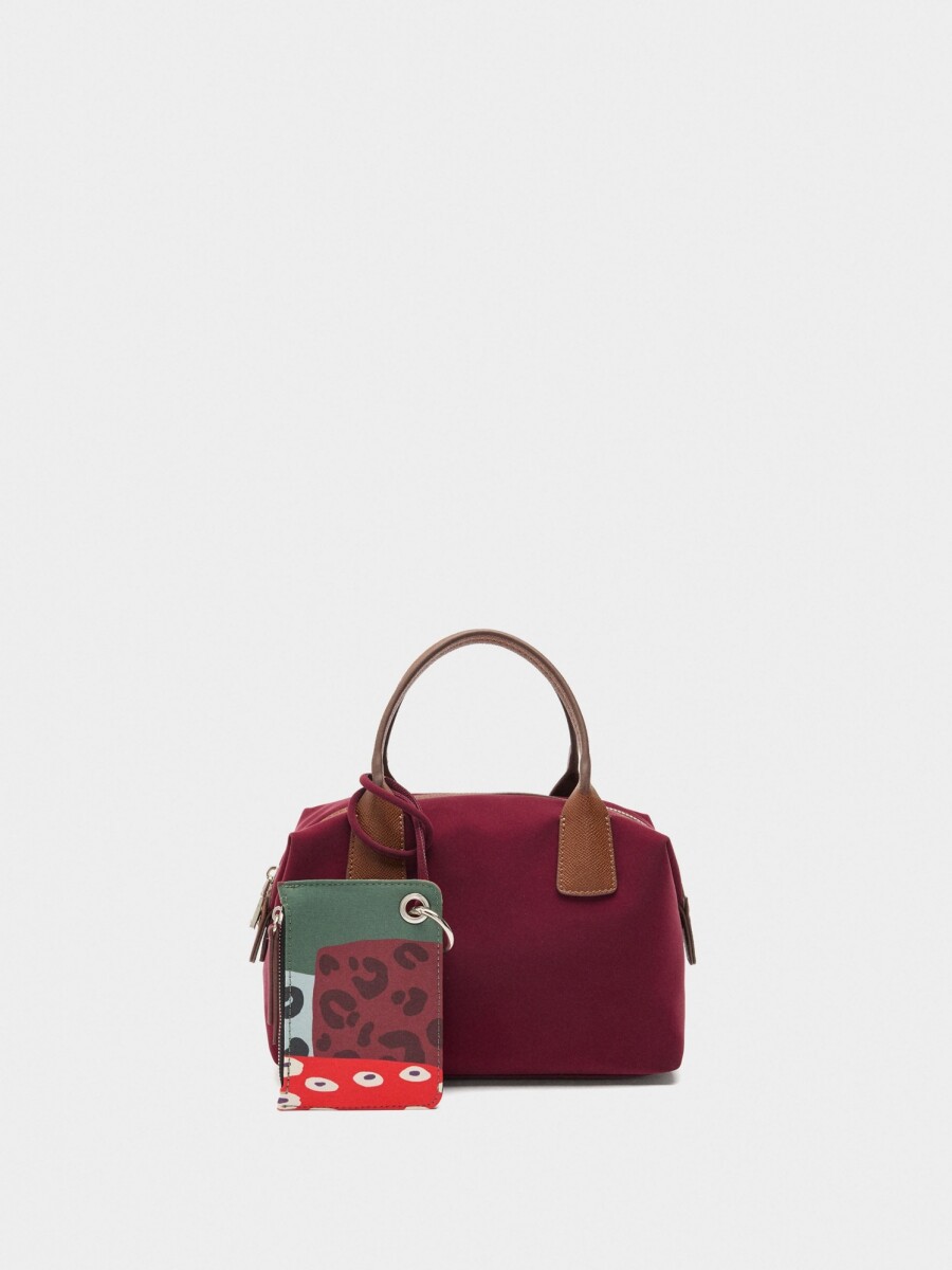 Bolso Tote Textura Suave Con Colgante burdeos