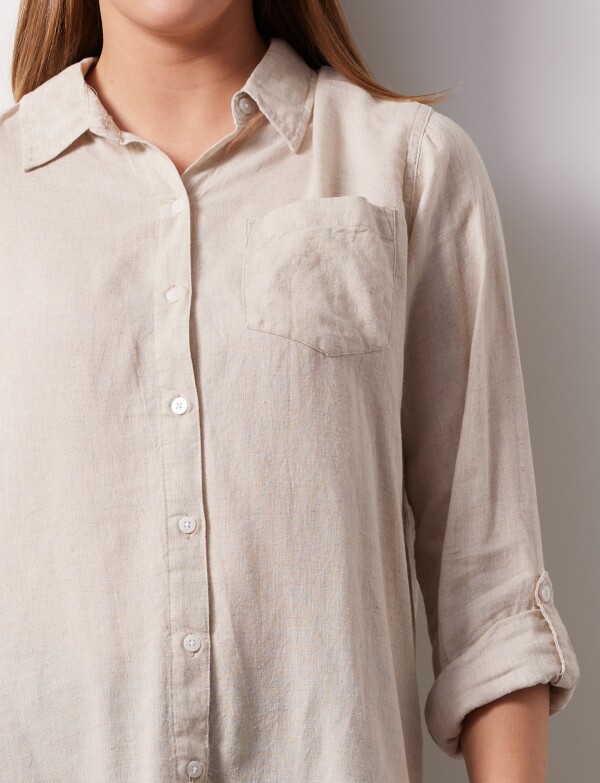Camisa Lino Solid BEIGE
