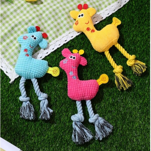Peluche Mascota Jirafa Sonido Perros Gatos Cuerda Resistente Color Variante Rosado