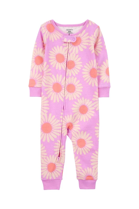 Pijama una pieza de algodón, diseño margaritas Pijama una pieza de algodón, diseño margaritas