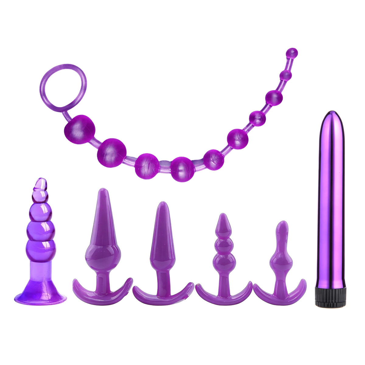 Kit Entrenamiento Anal 7 Piezas Con Balita Vibradora Unisex 
