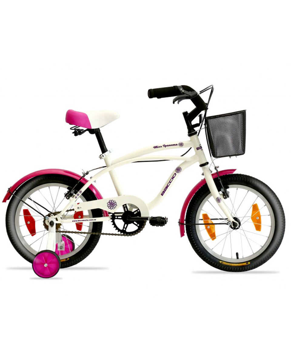 Bicicleta Infantil Baccio Ipanema rodado 16 con canasto - Fucsia/Blanco 