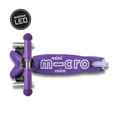 Monopatín Micro Mini Deluxe LED Ajustable con 3 Ruedas Purpura