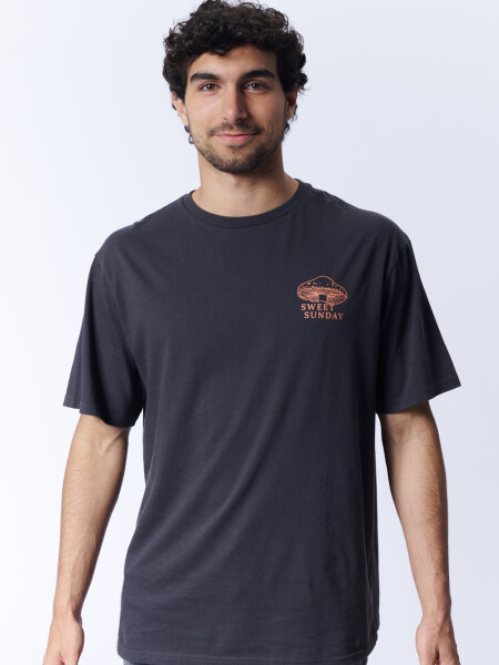 Remera oversize Estampa Hongo Gris