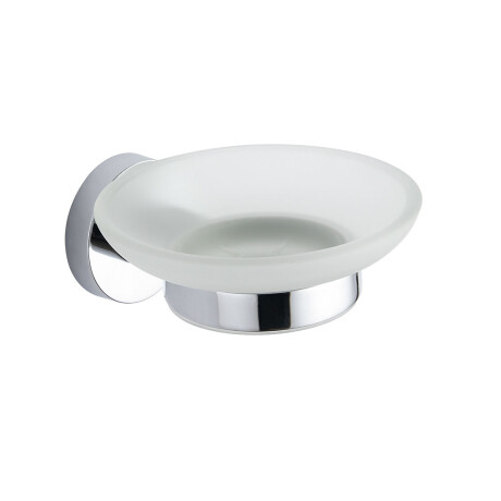 JABONERA CON PLATO VIDRIO METAL LINEA CR CROMO MATE CROMO
