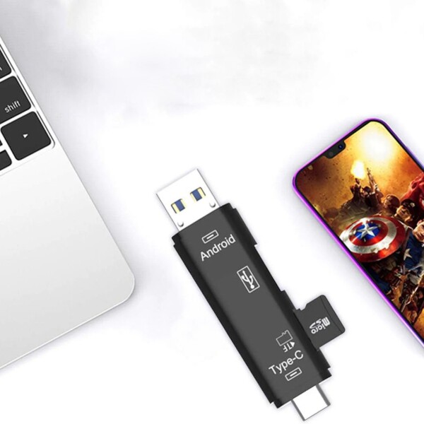 Adaptador OTG 3 en 1 USB Tipo C a USB Macho SSD Windows Variante Color Negro