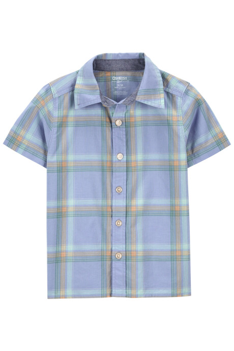 Camisa de algodón, manga corta, diseño a cuadros Camisa de algodón, manga corta, diseño a cuadros