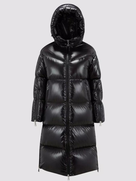 Moncler -Chaqueta larga con capucha integrada, HUPPELONG Negro