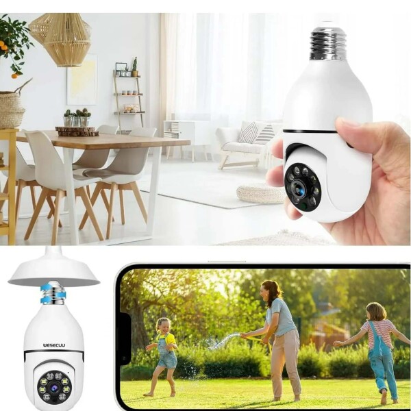 Cámara Seguridad Vigilancia 360 WiFi Graba Audio Espía Color Blanco