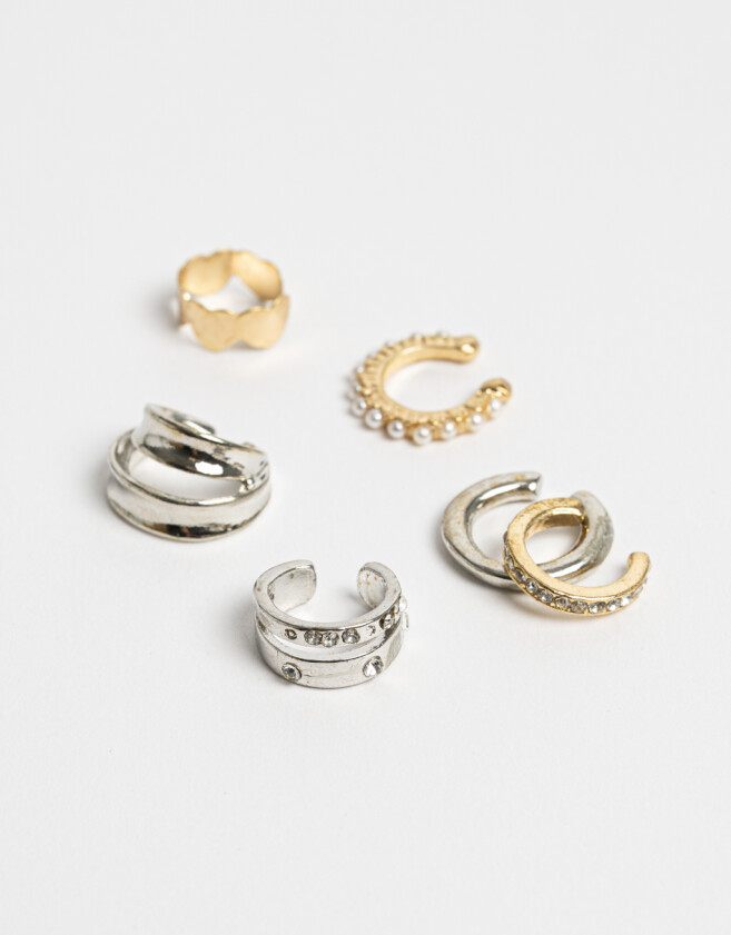 Bijou Cuff Perlas Cuff De Metal - Combinacion Bicolor