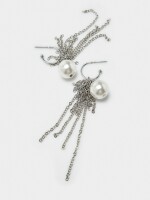 Aros De Cadenas Y Perlas plateado