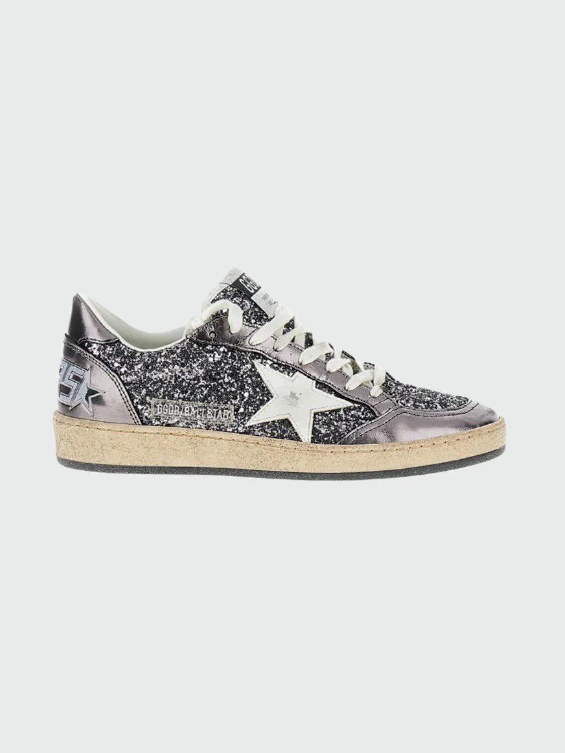 GOLDEN GOOSE - Zapatillas Ballstar Glitter Upper and Tongue Laminated Toe Alta Automática