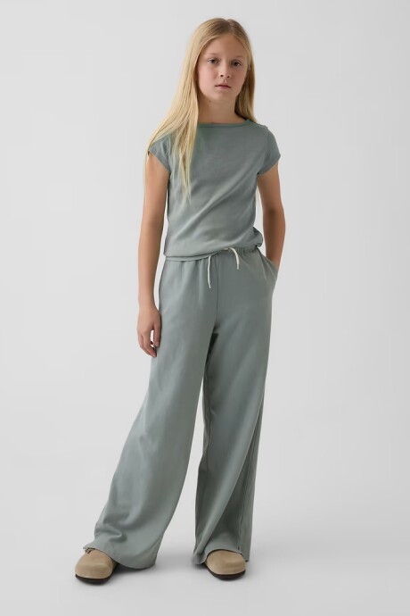 Pantalón Deportivo Wide Leg Niña Sage