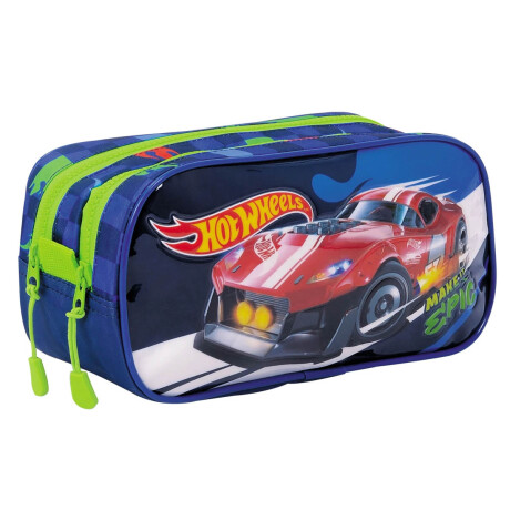 Cartuchera Hot Wheels Original Doble Cierre Escolar Azul
