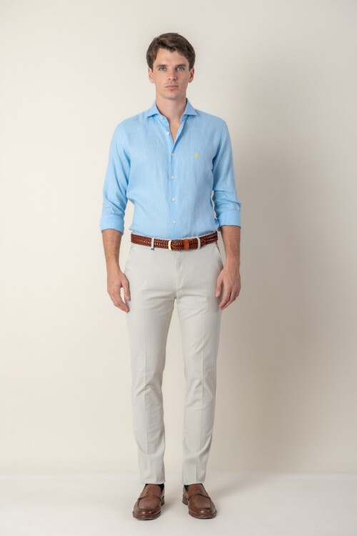 Pantalón de algodón Slim Fit Hielo