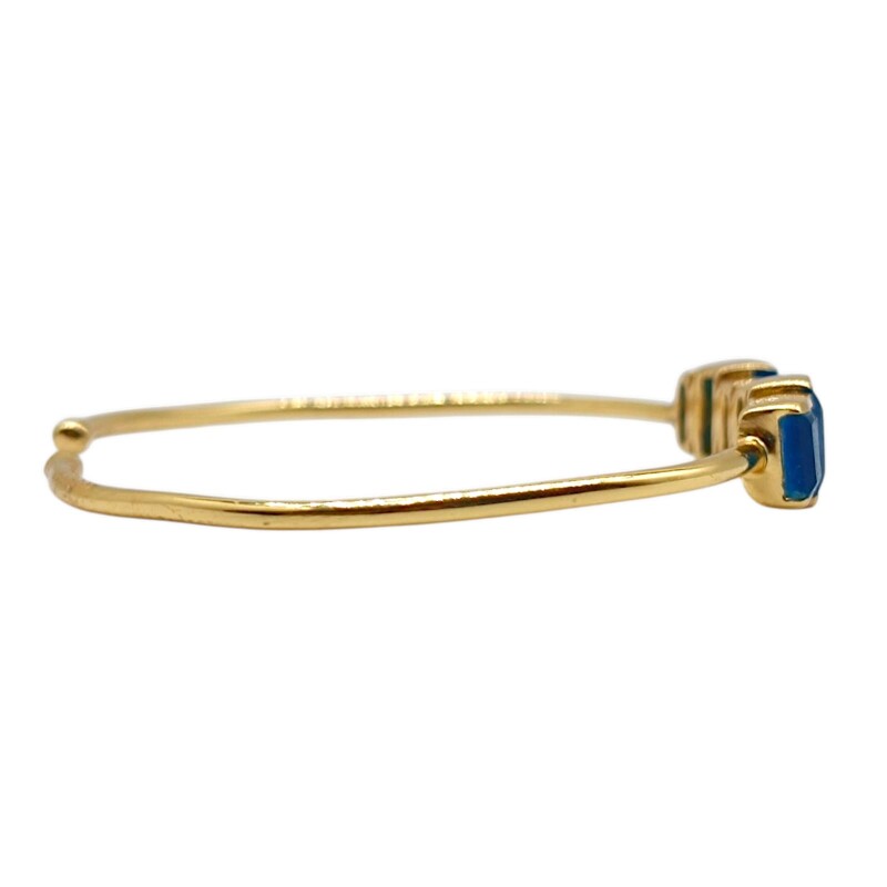 Brazalete Calcuta en plata 925 bañada en una micra de oro 18k. con piedras jade negro azul-BR2006 conpiedra