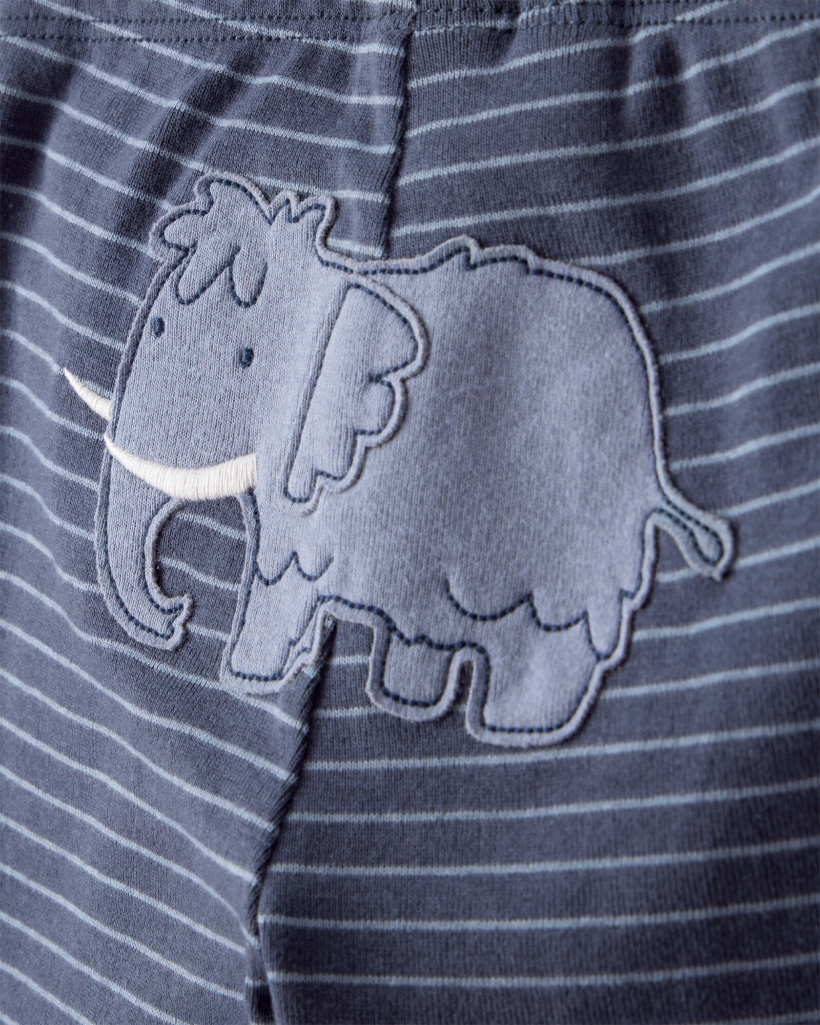 Set tres piezas de algodón, pantalón y dos bodies, azul y blanco, diseño elefante Sin color