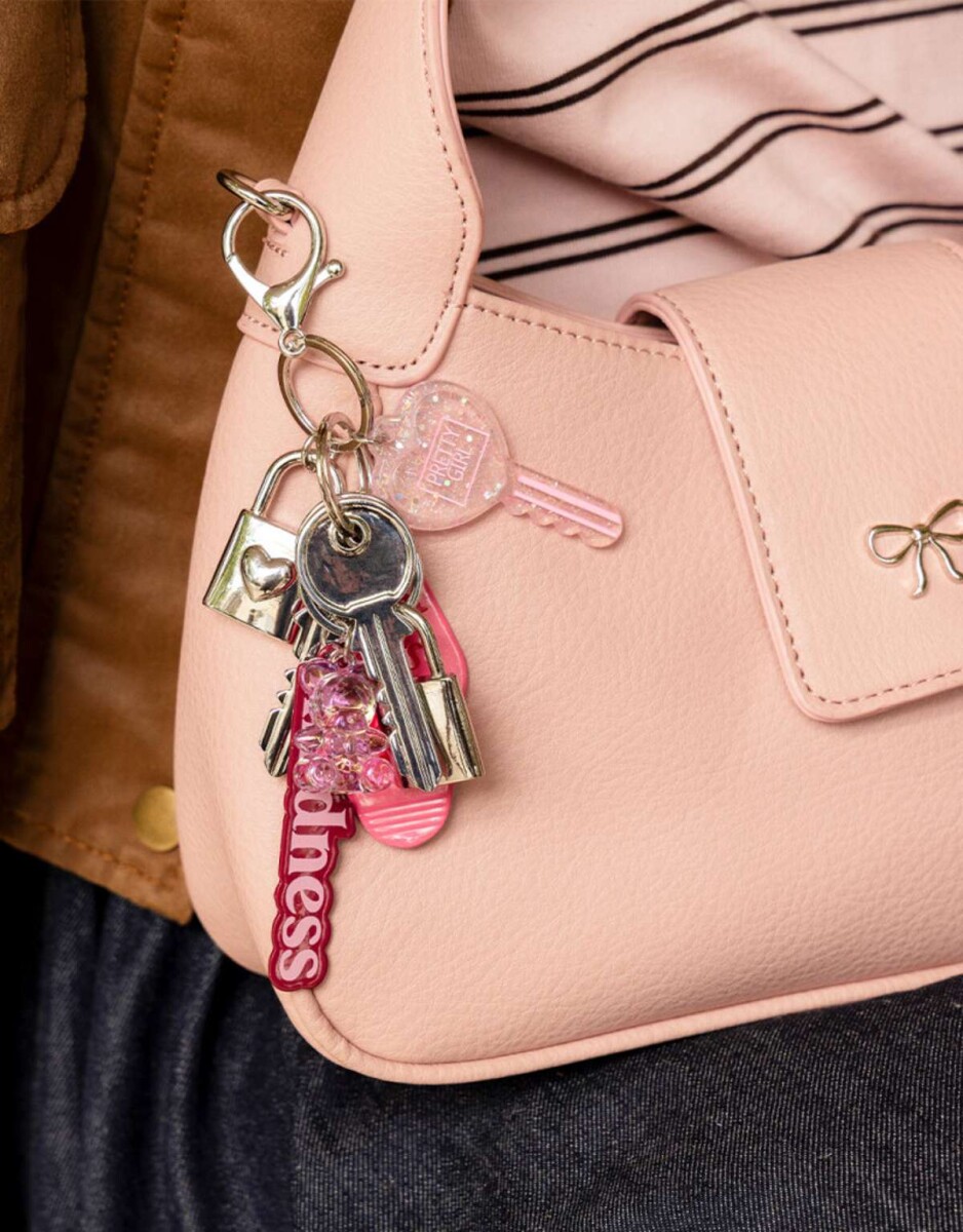 Llavero Y Charm De Relicario - Rosa Claro 