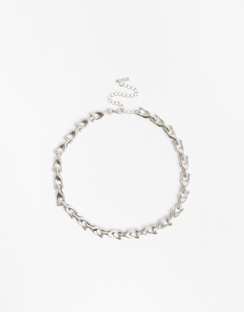 Collares Cortos Metal Collar Corto Cadena Metal - Plateado
