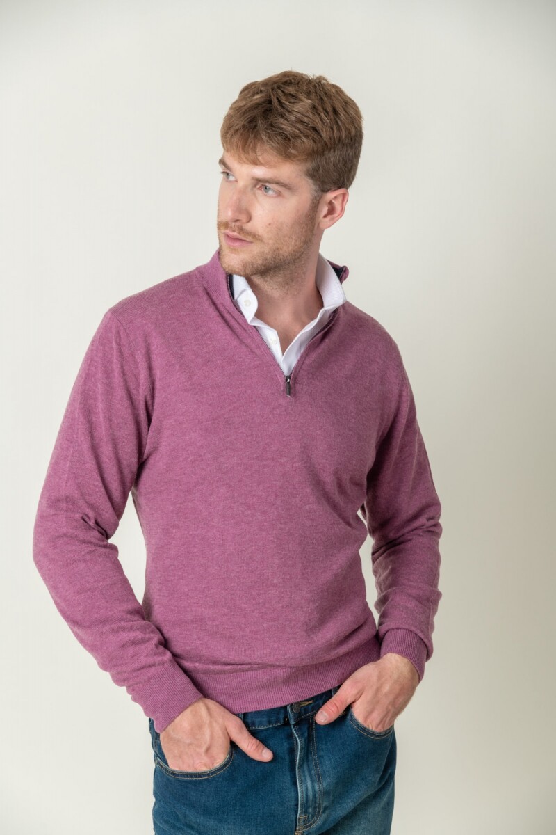 Sweater Lana Merino medio cierre - Dark Pink 