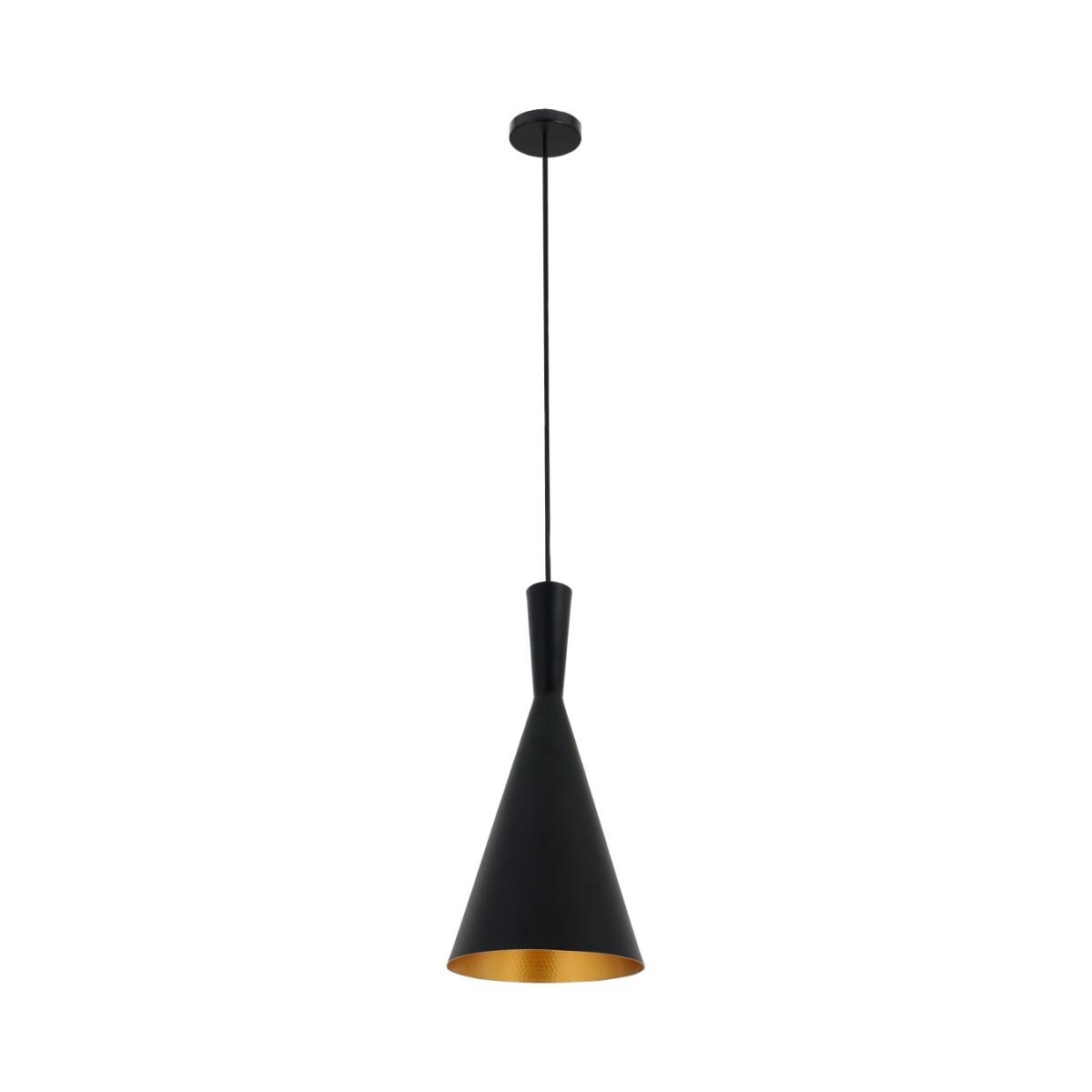 Lámpara de Techo Colgante Vintage de 19 cm Negro y Dorado en Forma de Cono 