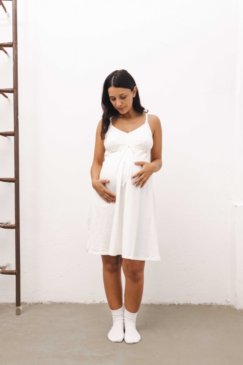 Camisón Maternal Rocío Algodón – Embarazo, Lactancia y Postparto Crema