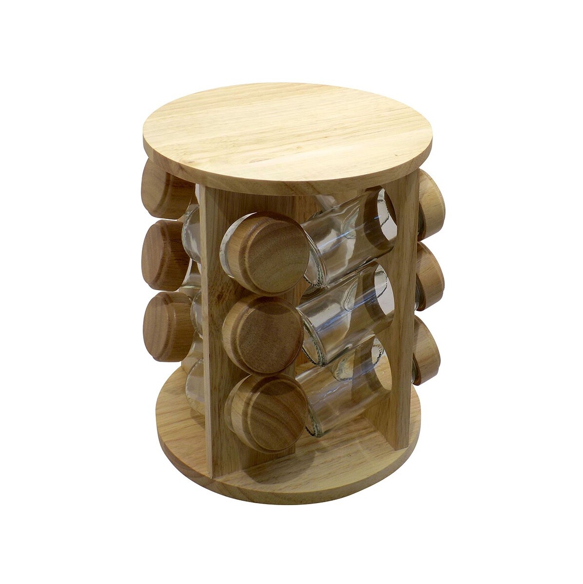 Set de 12 Especieros con Soporte de Madera 23,5 x D20 cm 